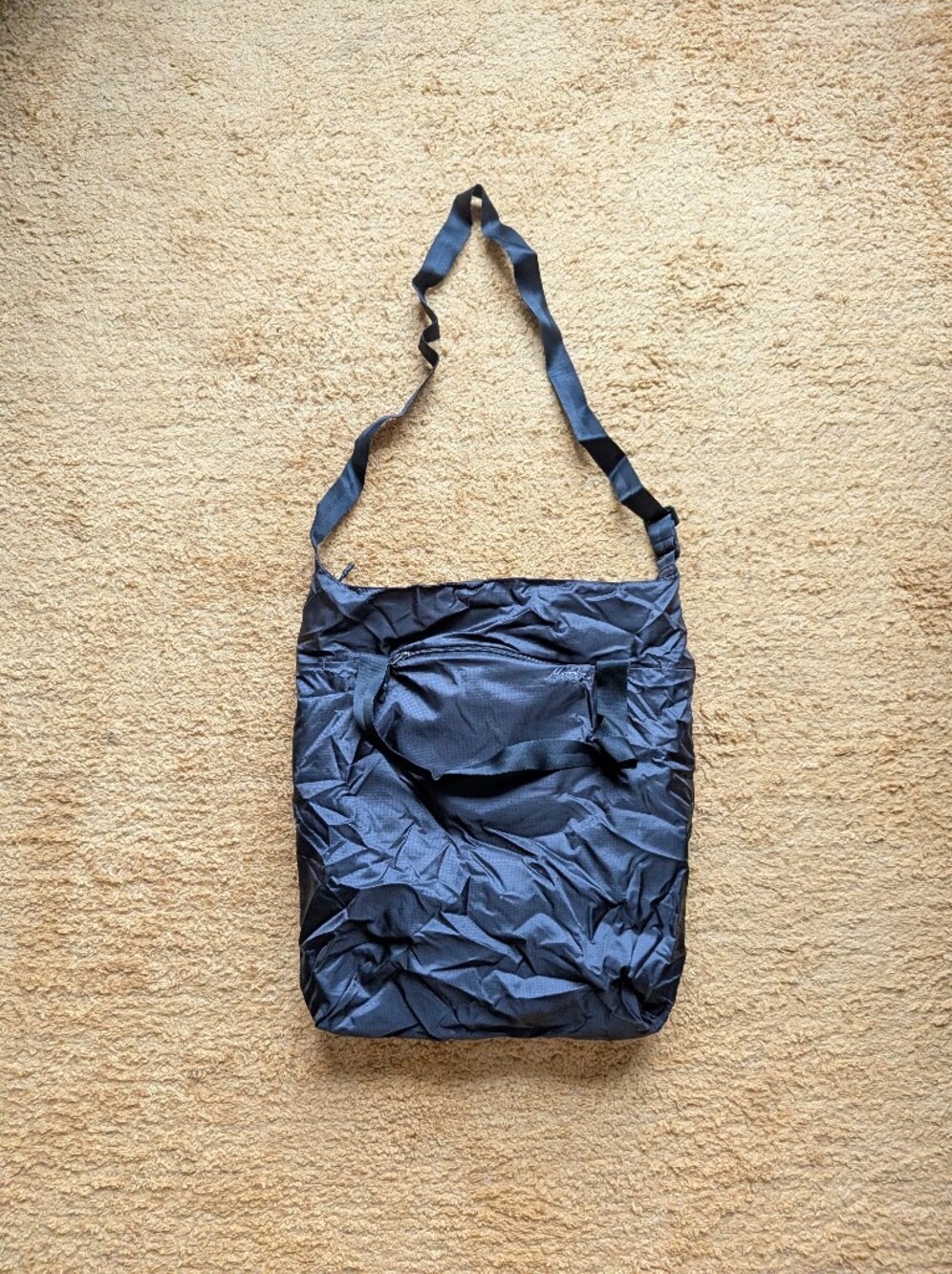 Compact Navy Travel Tote Bag with Shoulder Strap
